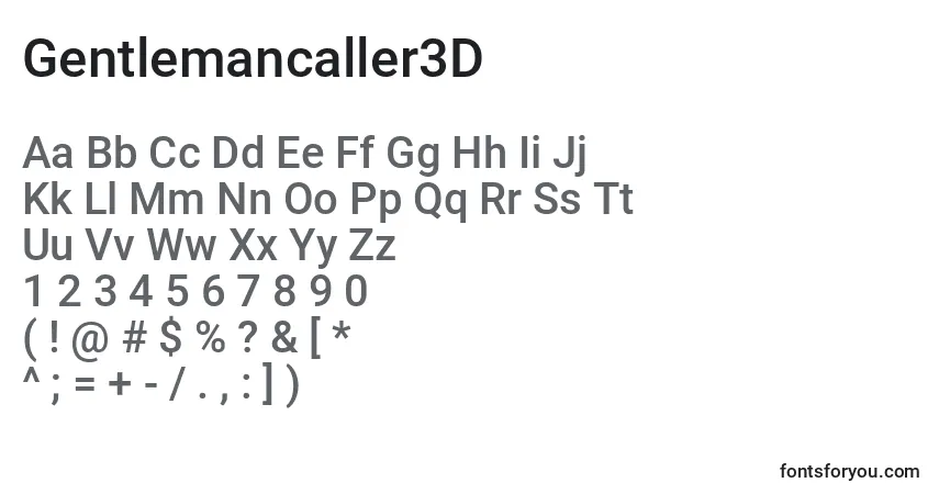 Czcionka Gentlemancaller3D – alfabet, cyfry, specjalne znaki