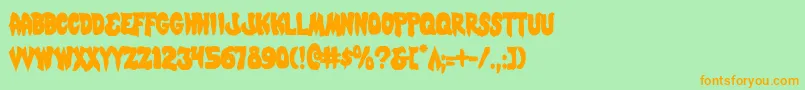 MysticSinglerCondensed Font – Orange Fonts on Green Background