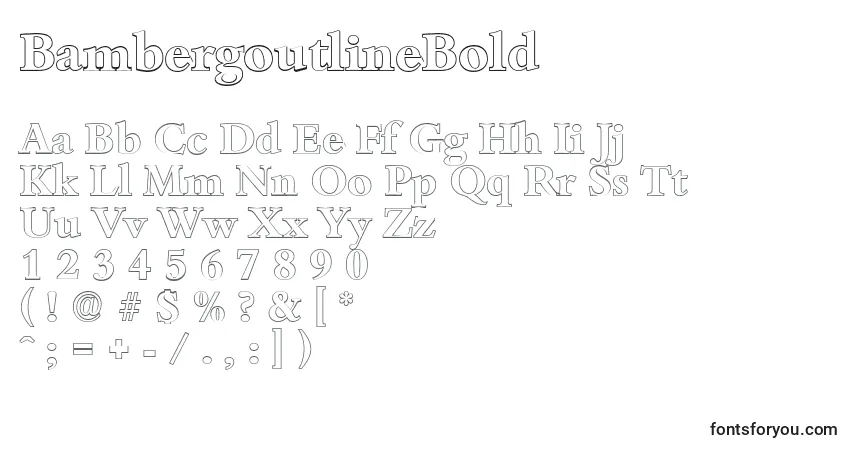 Czcionka BambergoutlineBold – alfabet, cyfry, specjalne znaki