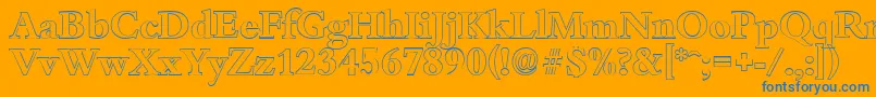 BambergoutlineBold-Schriftart – Blaue Schriften auf orangefarbenem Hintergrund