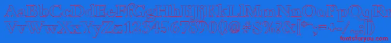 BambergoutlineBold-Schriftart – Rote Schriften auf blauem Hintergrund