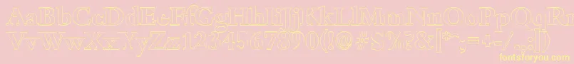 BambergoutlineBold-Schriftart – Gelbe Schriften auf rosa Hintergrund