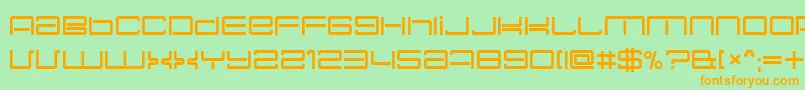 Necplus-Schriftart – Orangefarbene Schriften auf grünem Hintergrund