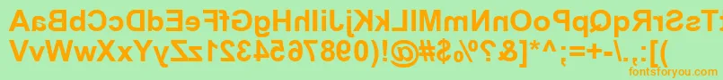 Prmirror-Schriftart – Orangefarbene Schriften auf grünem Hintergrund