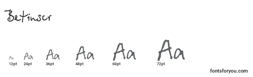 Betinscr Font Sizes