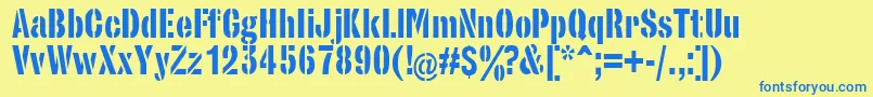 Stencilset Font – Blue Fonts on Yellow Background