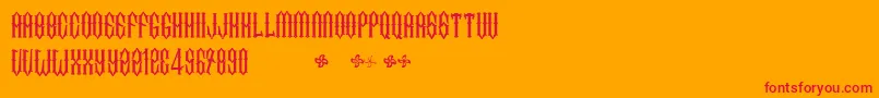 TwoFingersKingLight-Schriftart – Rote Schriften auf orangefarbenem Hintergrund