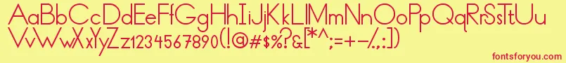 フォントThinLinesAndCurves – 赤い文字の黄色い背景