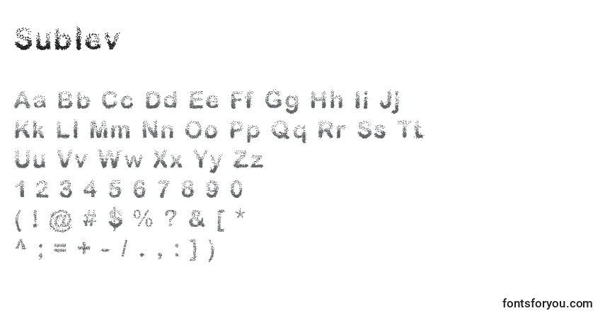 Sublev Font – alphabet, numbers, special characters