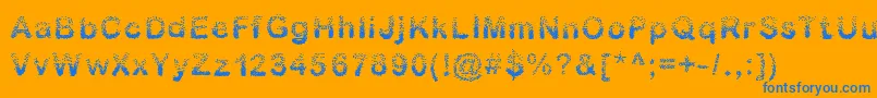 Sublev-Schriftart – Blaue Schriften auf orangefarbenem Hintergrund