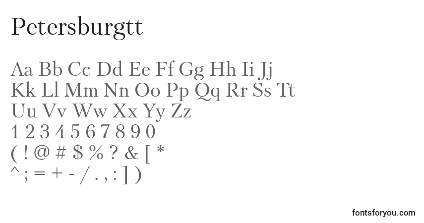 Schriftart Petersburgtt – Alphabet, Zahlen, spezielle Symbole