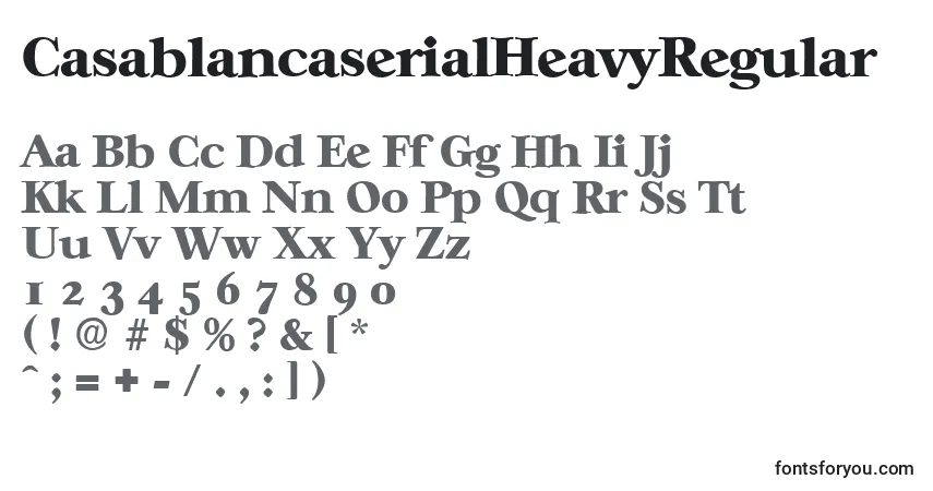 A fonte CasablancaserialHeavyRegular – alfabeto, números, caracteres especiais