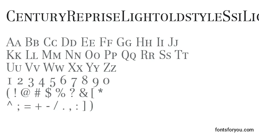 Czcionka CenturyRepriseLightoldstyleSsiLightSmallCaps – alfabet, cyfry, specjalne znaki