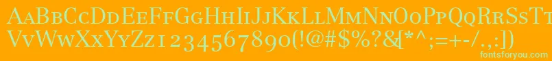 CenturyRepriseLightoldstyleSsiLightSmallCaps Font – Green Fonts on Orange Background