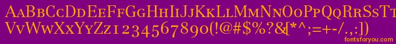 CenturyRepriseLightoldstyleSsiLightSmallCaps Font – Orange Fonts on Purple Background