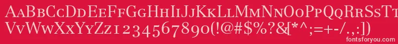 Więcej informacji o czcionce CenturyRepriseLightoldstyleSsiLightSmallCaps Czcionka CenturyRepriseLightoldstyleSsiLightSmallCaps – różowe czcionki na czerwonym tle