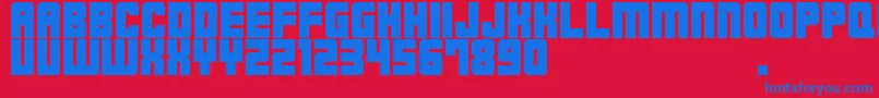 M23HydrantSpecial-Schriftart – Blaue Schriften auf rotem Hintergrund