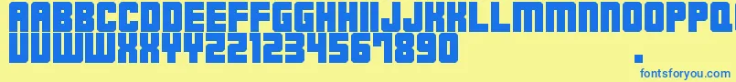 フォントM23HydrantSpecial – 青い文字が黄色の背景にあります。