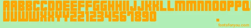 フォントM23HydrantSpecial – オレンジの文字が緑の背景にあります。