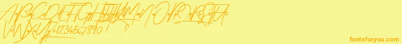 Fonte TakenByVulturesDemo – fontes laranjas em um fundo amarelo