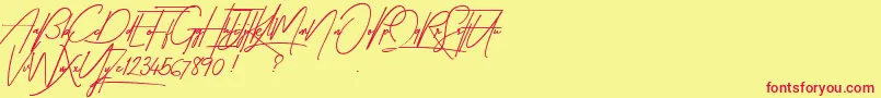 TakenByVulturesDemo Font – Red Fonts on Yellow Background