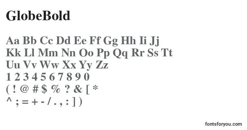 Schriftart GlobeBold – Alphabet, Zahlen, spezielle Symbole