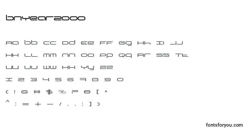 A fonte BnYear2000 – alfabeto, números, caracteres especiais
