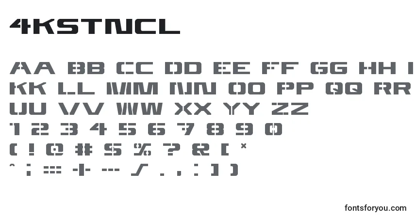 4kstncl-fontti – aakkoset, numerot, erikoismerkit