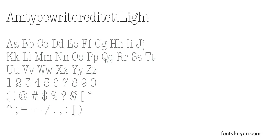Czcionka AmtypewritercditcttLight – alfabet, cyfry, specjalne znaki