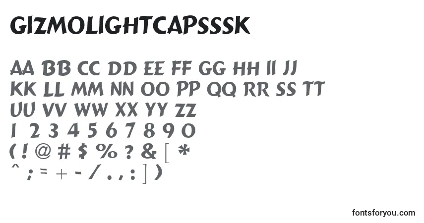 A fonte Gizmolightcapsssk – alfabeto, números, caracteres especiais