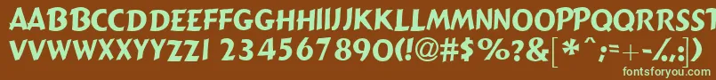 フォントGizmolightcapsssk – 緑色の文字が茶色の背景にあります。