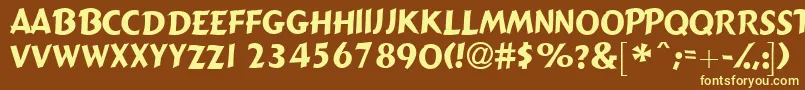 Gizmolightcapsssk-Schriftart – Gelbe Schriften auf braunem Hintergrund