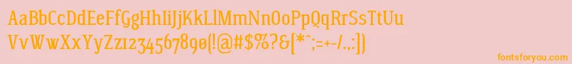 フォントWagashiserifBeta1 – オレンジの文字がピンクの背景にあります。
