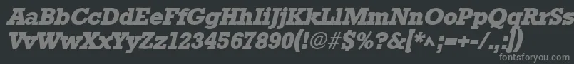 StamfordHeavySfBoldItalic-fontti – harmaat kirjasimet mustalla taustalla