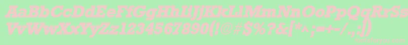 Fonte StamfordHeavySfBoldItalic – fontes rosa em um fundo verde