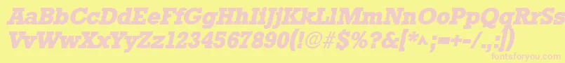 StamfordHeavySfBoldItalic-fontti – vaaleanpunaiset fontit keltaisella taustalla