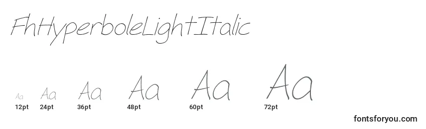 FhHyperboleLightItalic Font Sizes