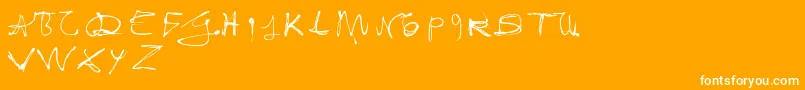 FixogumMager-Schriftart – Weiße Schriften auf orangefarbenem Hintergrund