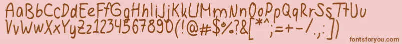 Hannahandwriting Font – Brown Fonts on Pink Background