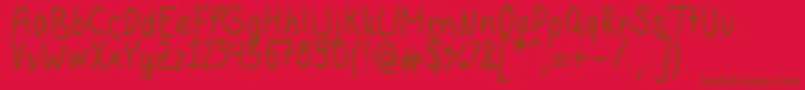 Hannahandwriting Font – Brown Fonts on Red Background
