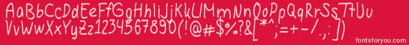 Hannahandwriting Font – Pink Fonts on Red Background