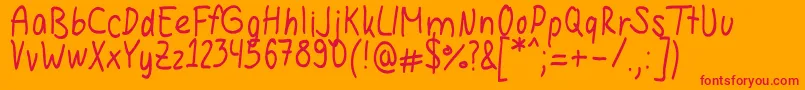 Hannahandwriting Font – Red Fonts on Orange Background