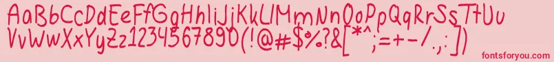 Hannahandwriting Font – Red Fonts on Pink Background