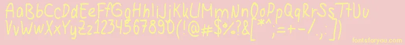 Hannahandwriting Font – Yellow Fonts on Pink Background
