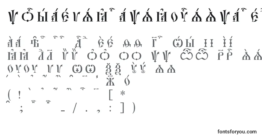 Czcionka PochaevskCapsKucsSpacedout – alfabet, cyfry, specjalne znaki