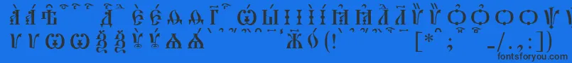 フォントPochaevskCapsKucsSpacedout – 黒い文字の青い背景