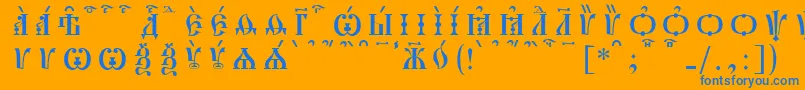 PochaevskCapsKucsSpacedout Font – Blue Fonts on Orange Background