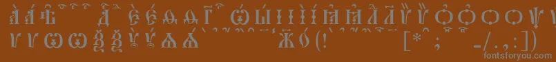 フォントPochaevskCapsKucsSpacedout – 茶色の背景に灰色の文字