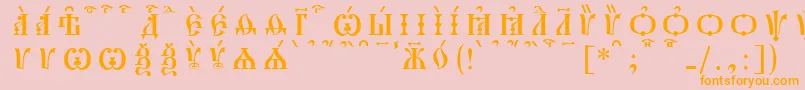 PochaevskCapsKucsSpacedout Font – Orange Fonts on Pink Background