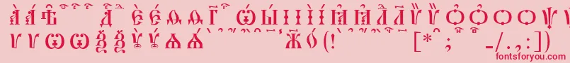 PochaevskCapsKucsSpacedout Font – Red Fonts on Pink Background